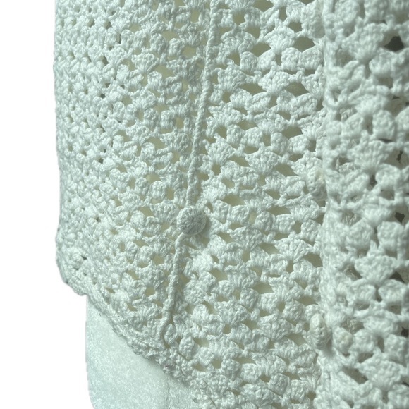 Vintage Willow Ridge Boho White Crochet Button up Vest 100% Cotton, Women’s Med - Picture 6 of 9